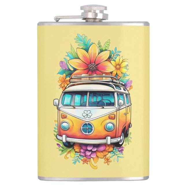Petaca Nombre personalizado Hippie Van (Anverso)