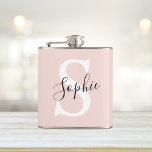 Petaca Nombre personalizado moderno Monograma Pastel rosa<br><div class="desc">Nombre personalizado moderno Monograma Pastel rosa</div>