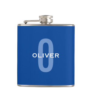Petaca Nombre Personalizado Monograma Azul Blanco