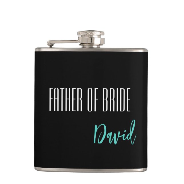 Petaca Nombre Personalizado Padre De La Matraz De Novia (Anverso)