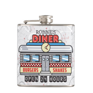 Petaca NOMBRE personalizado Retro 50 Diner Rótulo 50 Atóm