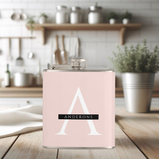 Petaca Nombre personalizado rosa pastel minimalista