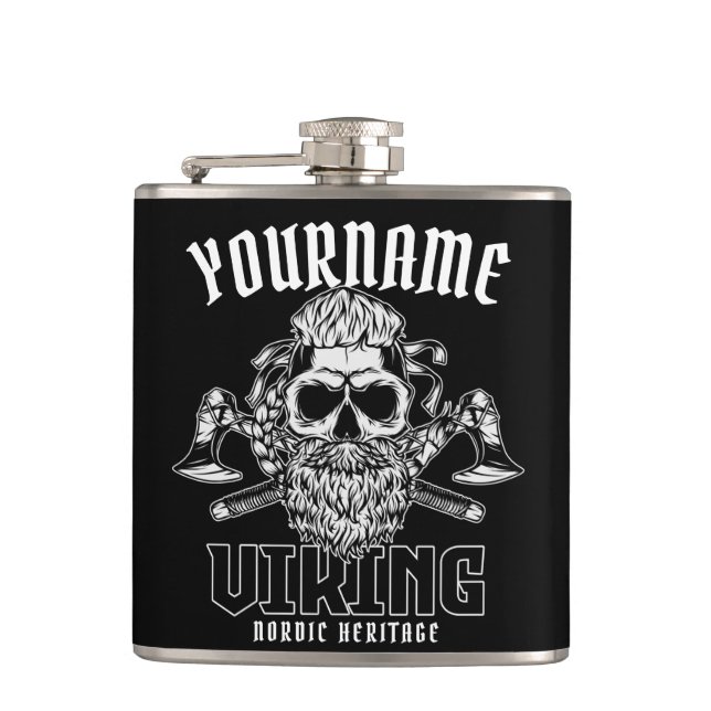 Petaca NOMBRE Personalizado Viking Nórdico Warrior Herita (Anverso)