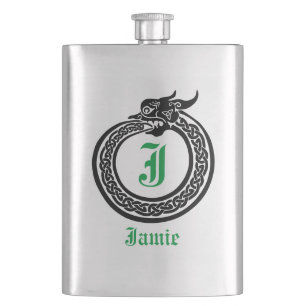 Petaca Nombre personalizado y estilo monograma celta Ouro