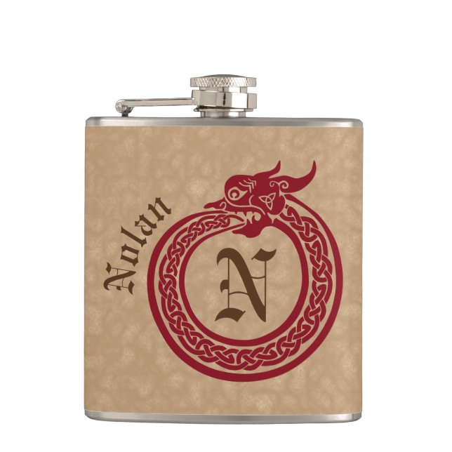 Petaca Nombre personalizado y estilo monograma celta urob (Anverso)