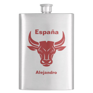 Petaca Nombre personalizado y matraz de texto de Bull con