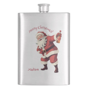 Petaca Nombre personalizado y texto divertidos Santa borr