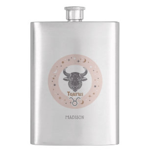 Petaca Nombre personalizado Zodiac Rótulo Tauro