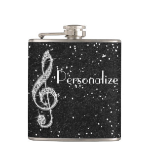 Petaca Nota musical de diamante brillante personalizada