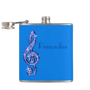 Petaca Notas musicales azules glitzy brillantes