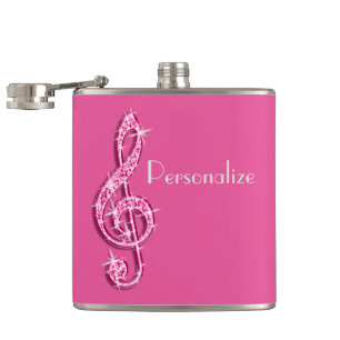 Petaca Notas musicales brillantes y glitzy de color rosa