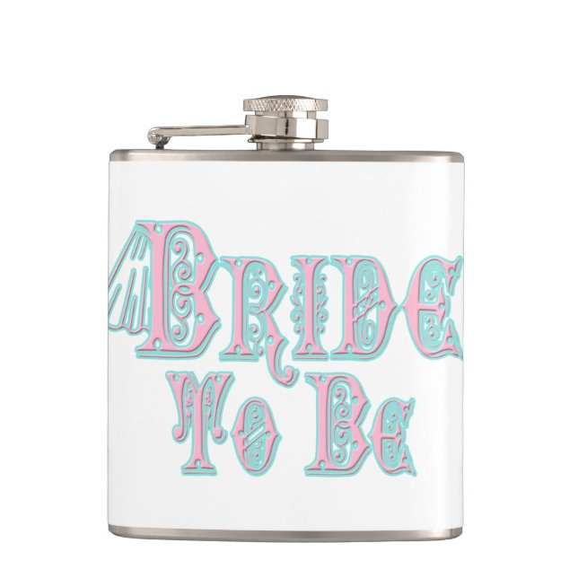 Petaca Novia a estar con velo, rosa y Verde azulado (Anverso)