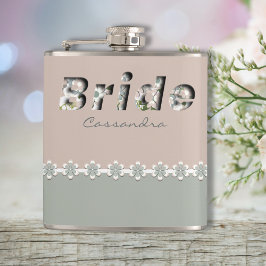 Petaca Novia blanca retro azul trenzada en 3D