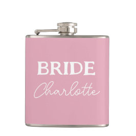 Petaca Novia Rosa Y Blanco Nombre Personalizado