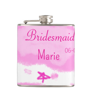 Petaca nubes rosas estrellas pastel bridesmaid giratorio 
