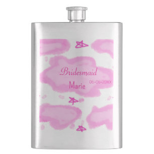 Petaca nubes rosas estrellas pastel bridesmaid giratorio