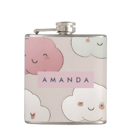 Petaca Nubes sonrientes personalizadas de Kawaii Pastel