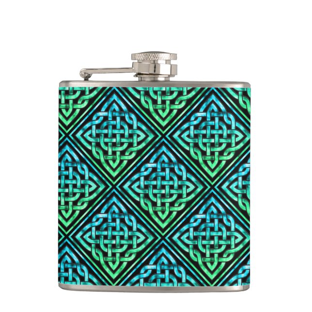 Petaca Nudo Celta - Verde Azul Diamante (Anverso)