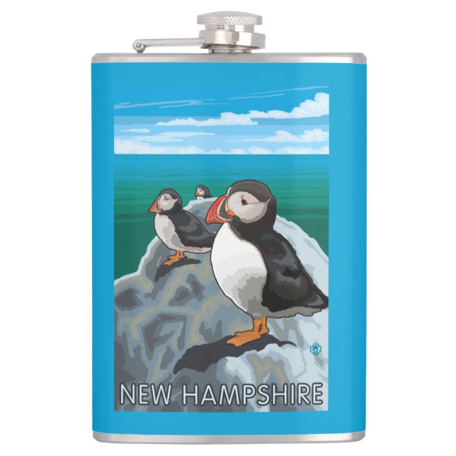 Petaca Nueva escena de HampshirePuffins (Anverso)