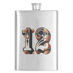 Petaca Número 12 de baloncesto, matraz de cadera clásico