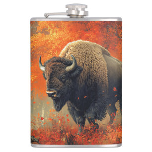 Petaca Obra artística de Bison in the Autumn Woods