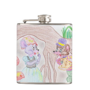 Petaca Obras de arte de niños personalizados, dos ratones