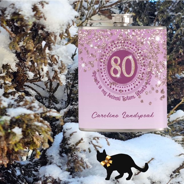 Petaca Ochenta y Rosa Purpurina de oro y oferta de bebida (Subido por el creador)