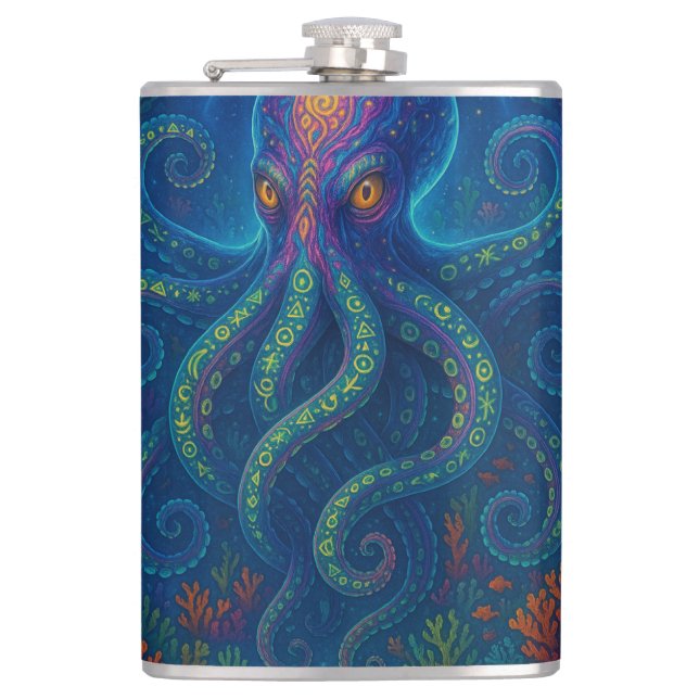 Petaca Octopus azul trippy (Anverso)