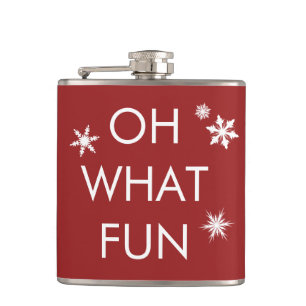 Petaca Oh Qué Navidades Divertidos Snowflake Flask - Red