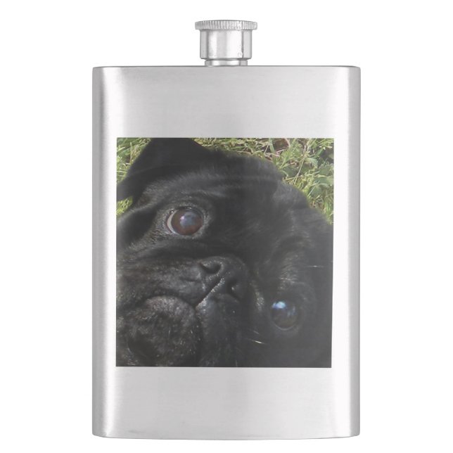 Petaca ojos de pug pug negro (Anverso)
