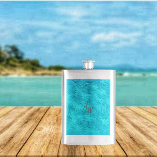 Petaca Ola de turquesa- matraz clásico (The eye-catching, design of this Wave Of Turquoise Flask, really sets an Island mood!)