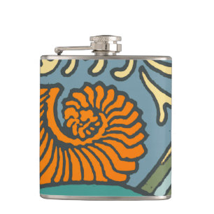 Petaca Olas del océano azul Nautilus Seashell Pattern Nou