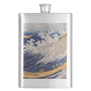 Petaca Olas del Océano de Hokusai Barcos Marítimos
