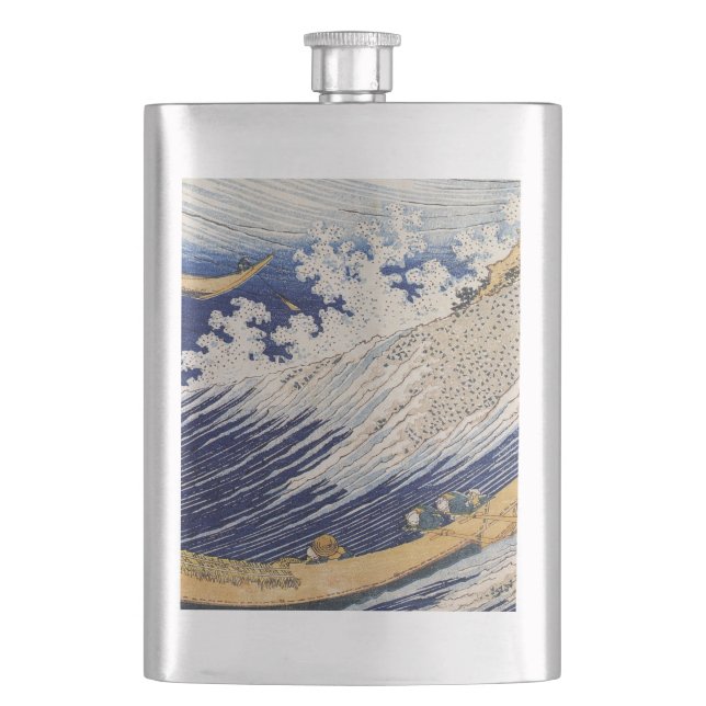 Petaca Olas del Océano de Hokusai Barcos Marítimos (Anverso)