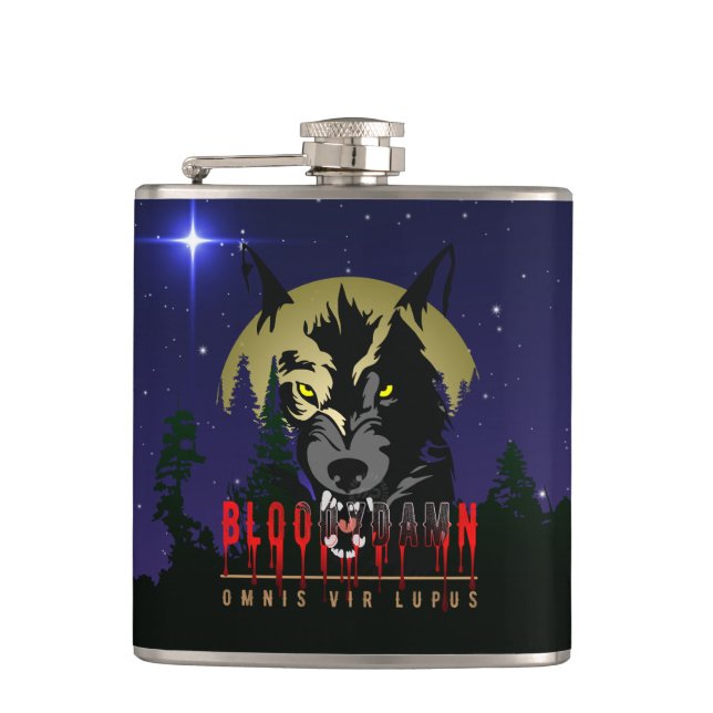 Petaca Omnis vir Lupus | Matraz envuelto de vinilo (Anverso)