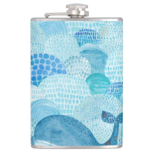 Petaca Ondas, ballena, textura azul infantil