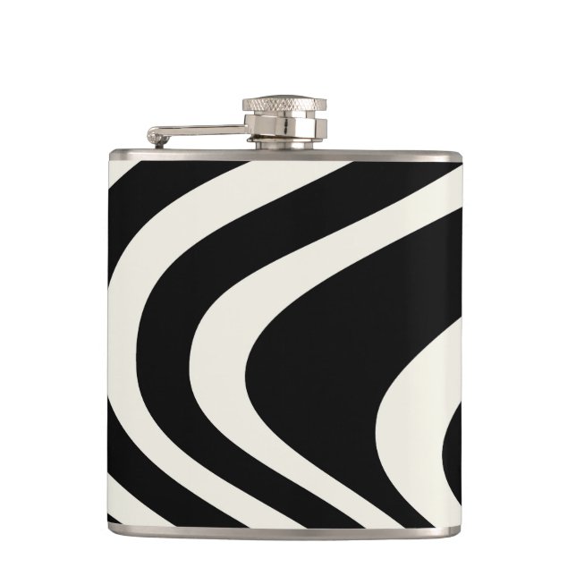 Petaca Ondas retro en blanco y negro (Anverso)