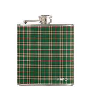 Petaca O'Neill Tartan Monogram Green y Tan Plaid