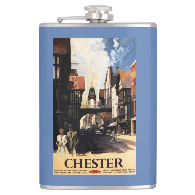 Petaca Opinión de la calle con el carril del reloj de los (Anverso)