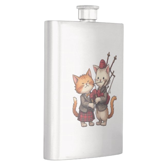 Petaca Orange Cats Playing Bagpipes and Wearing Plaid (Derecha)