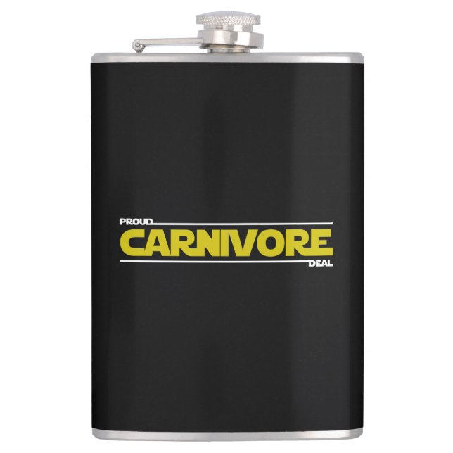 Petaca Orgulloso Carnivore. Trato. (Anverso)