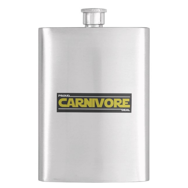 Petaca Orgulloso Carnivore. Trato. (Anverso)
