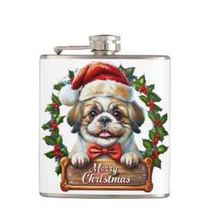 Petaca Ornamento navideño de perro lindo - Feliz Navidad"