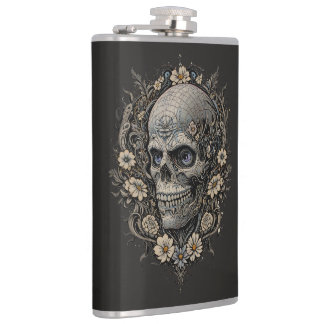 Petaca Ornate Floral Skull Victorian Gothic Art Nouveau 
