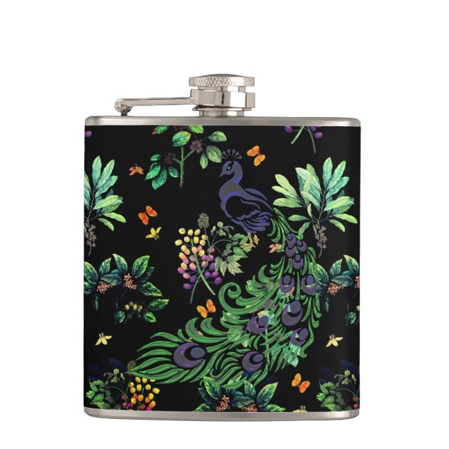 Petaca Ornate Peacock y Vintage Floral (Anverso)