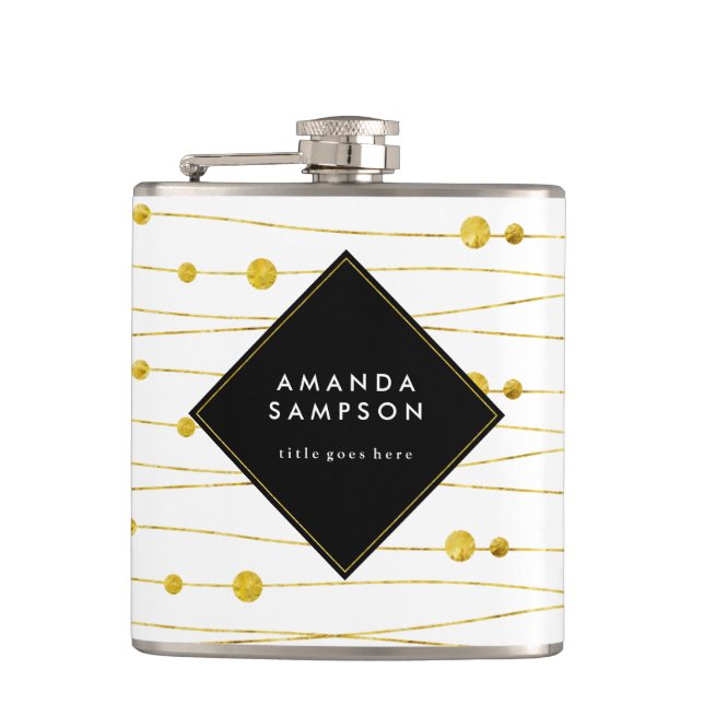 Petaca Oro adaptable elegante y frasco negro de la dama (Anverso)