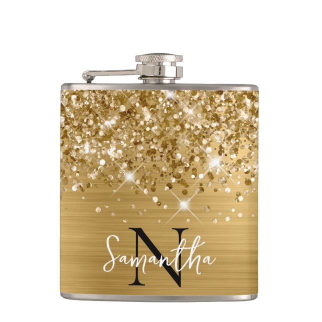 Petaca Oro Brillante Glam Monogramado (Anverso)