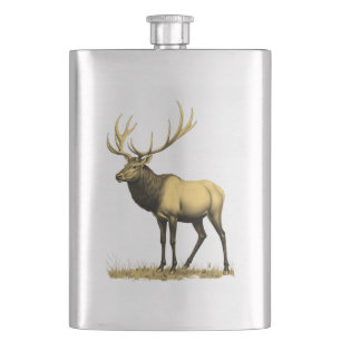 Petaca Oro Elk Wildlife Art En La Matraz De Acero Inoxida