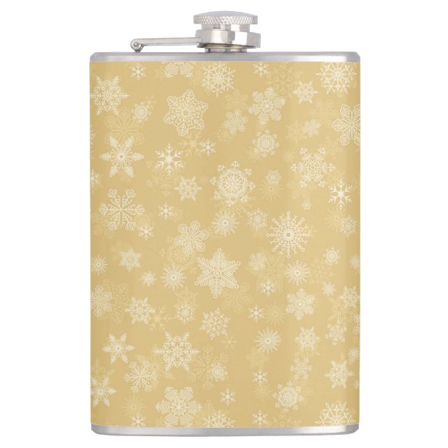 Petaca Oro navidad, copos de nieve blancos (Anverso)