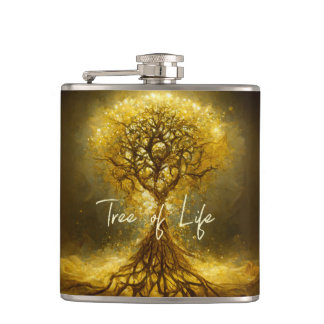 Petaca Oro Ornate Tree de Lif Anciana Rústica Flask